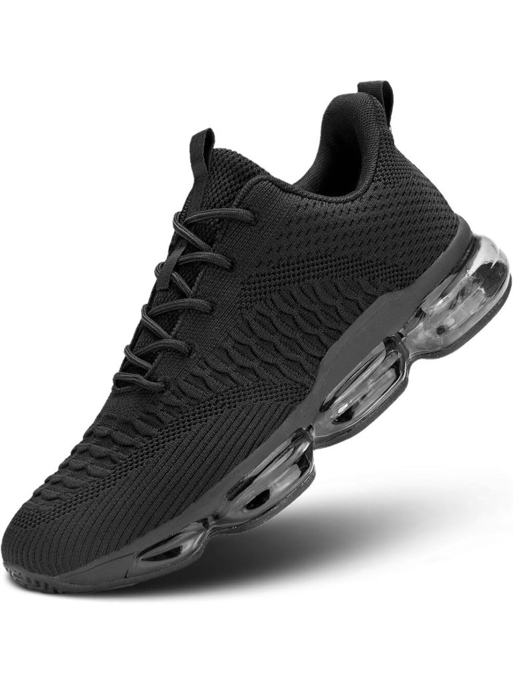 Men's Black Round Toe Comfortable Air Cushion Breathable Tennis Sneakers